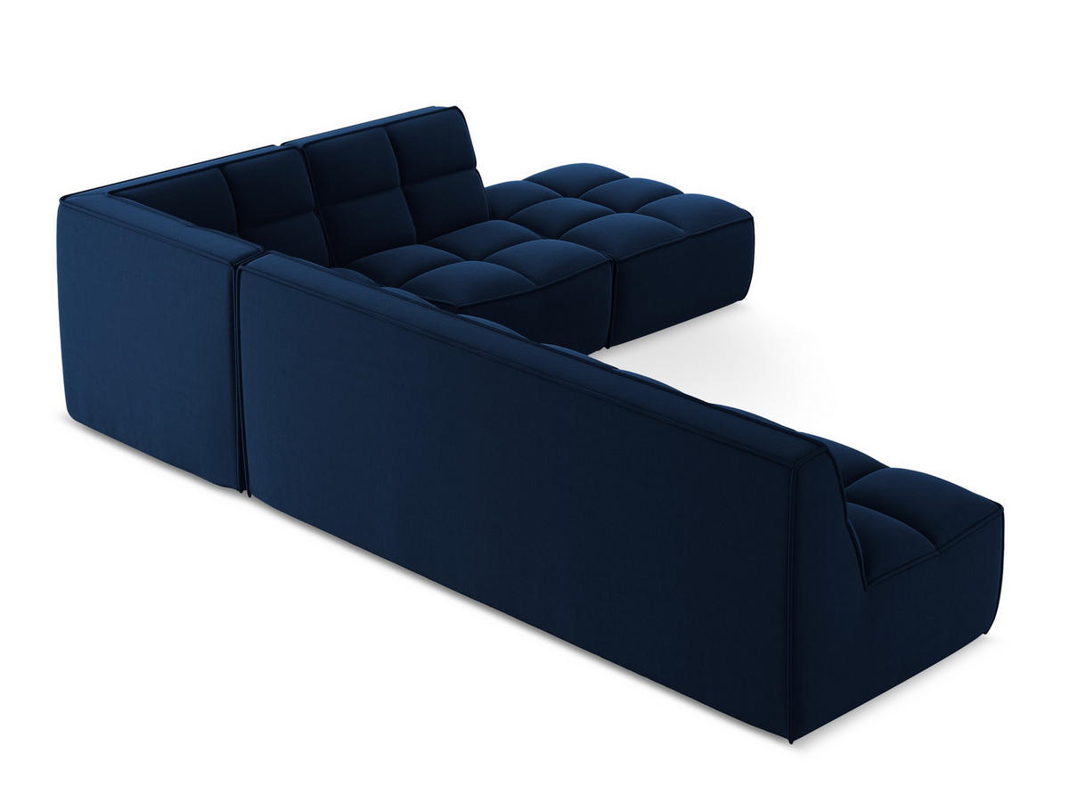 ECKSOFA Beidseitig Samt Stoff Blau - Blau/Schwarz, Kunststoff/Textil (308/258cm) - Makamii