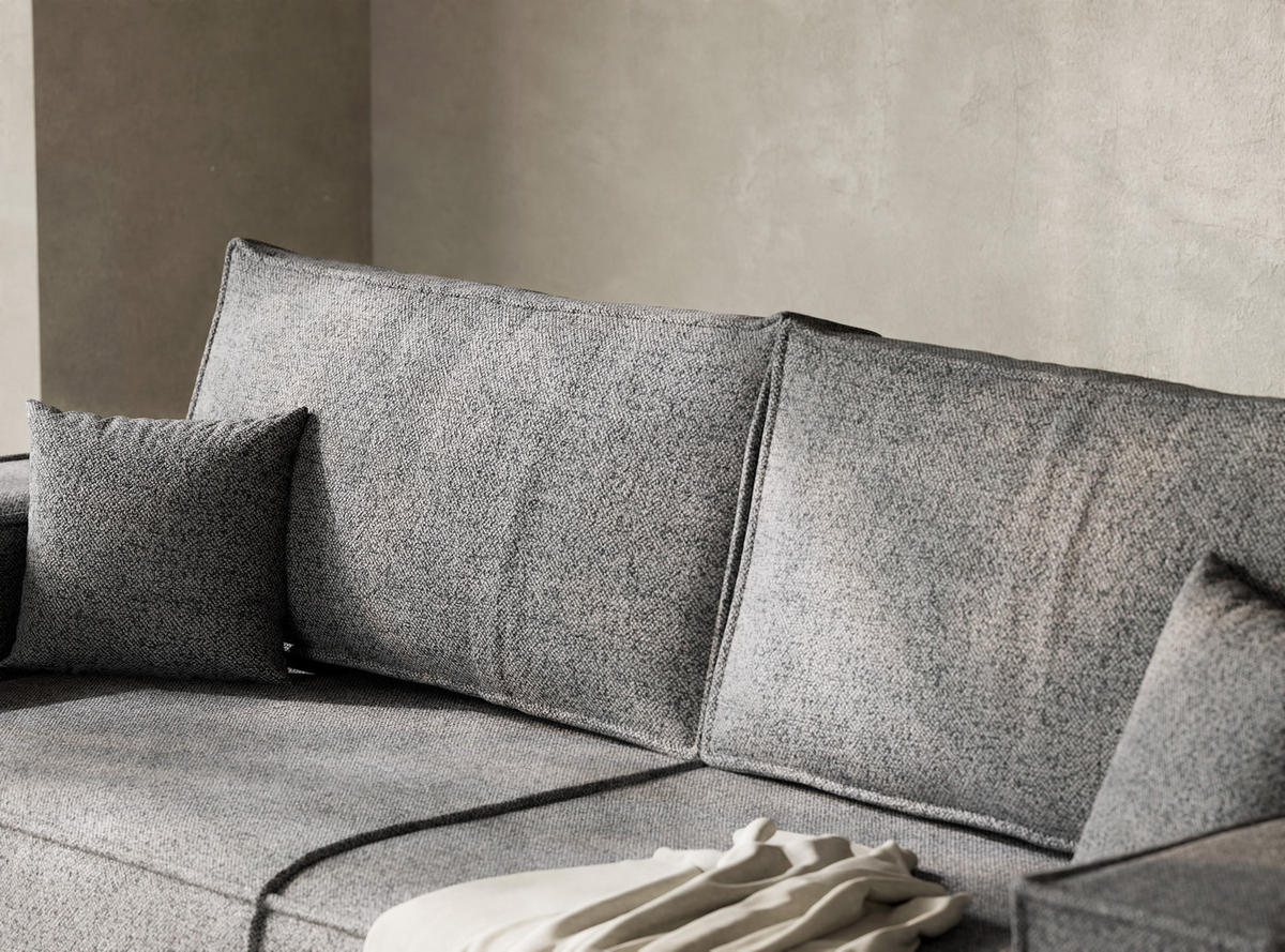 SOFA MIT SCHLAFFUNKTION Milos Grau Webstoff - Schwarz/Grau, Holz/Holzwerkstoff (255/70/105cm) - Maison de Reve