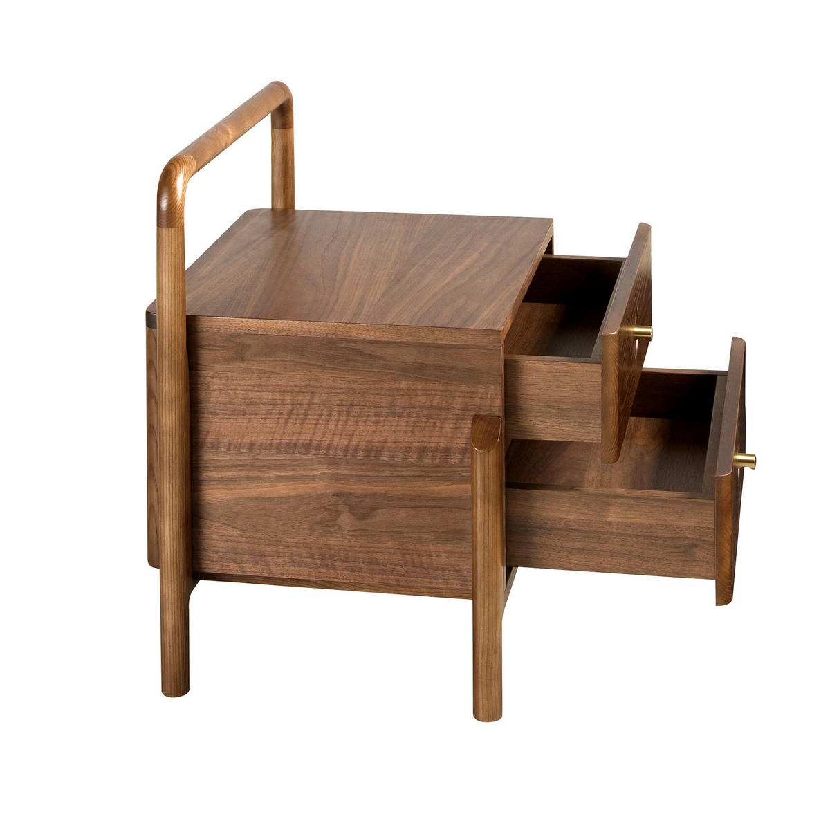 NACHTSCHRANK Nussbaum 56/44/60 cm - Nussbaumfarben/Goldfarben, Holz/Holzwerkstoff (56/60/44cm) - ANGEL CERDA