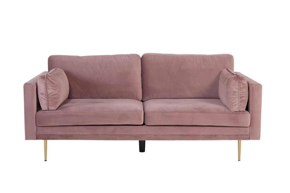 3-SITZER-SOFA Velours rosa - Altrosa, Textil (203/84/86cm) - ebuy24