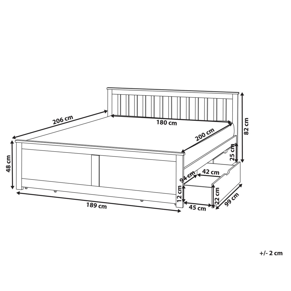 BETT mit Schubladen 180x200 cm Weiß Olendon - Weiß, Holz (180/200cm) - Beliani