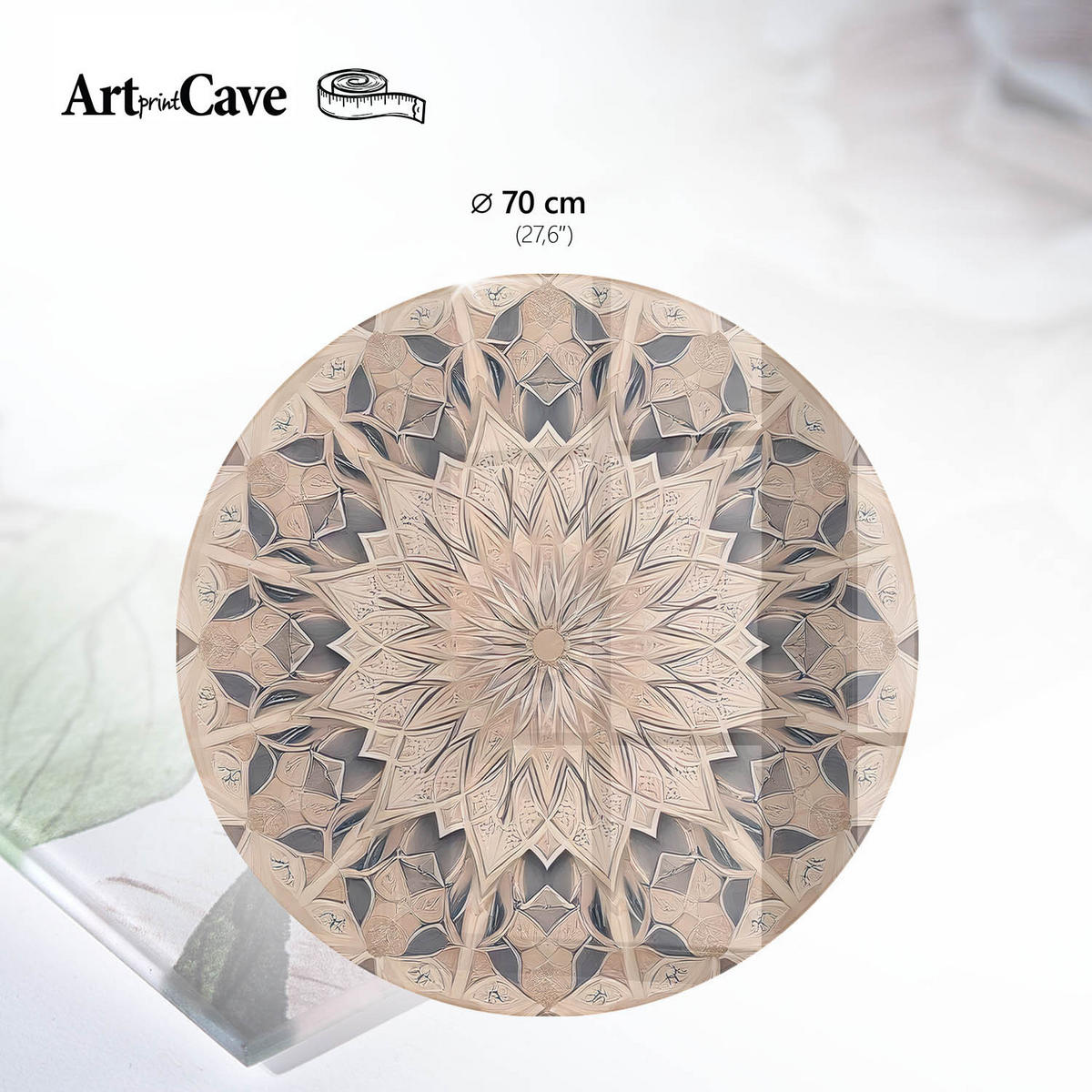 GLASPLATTE fi70 cm – Kaleidoskopisches Muster - Grau, Glas (0.4/70/70cm) - ArtPrintCave