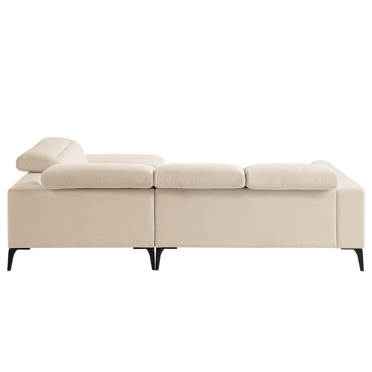 ECKSOFA mit Ottomane - Beige/Schwarz, Textil/Metall (263/238cm) - home24