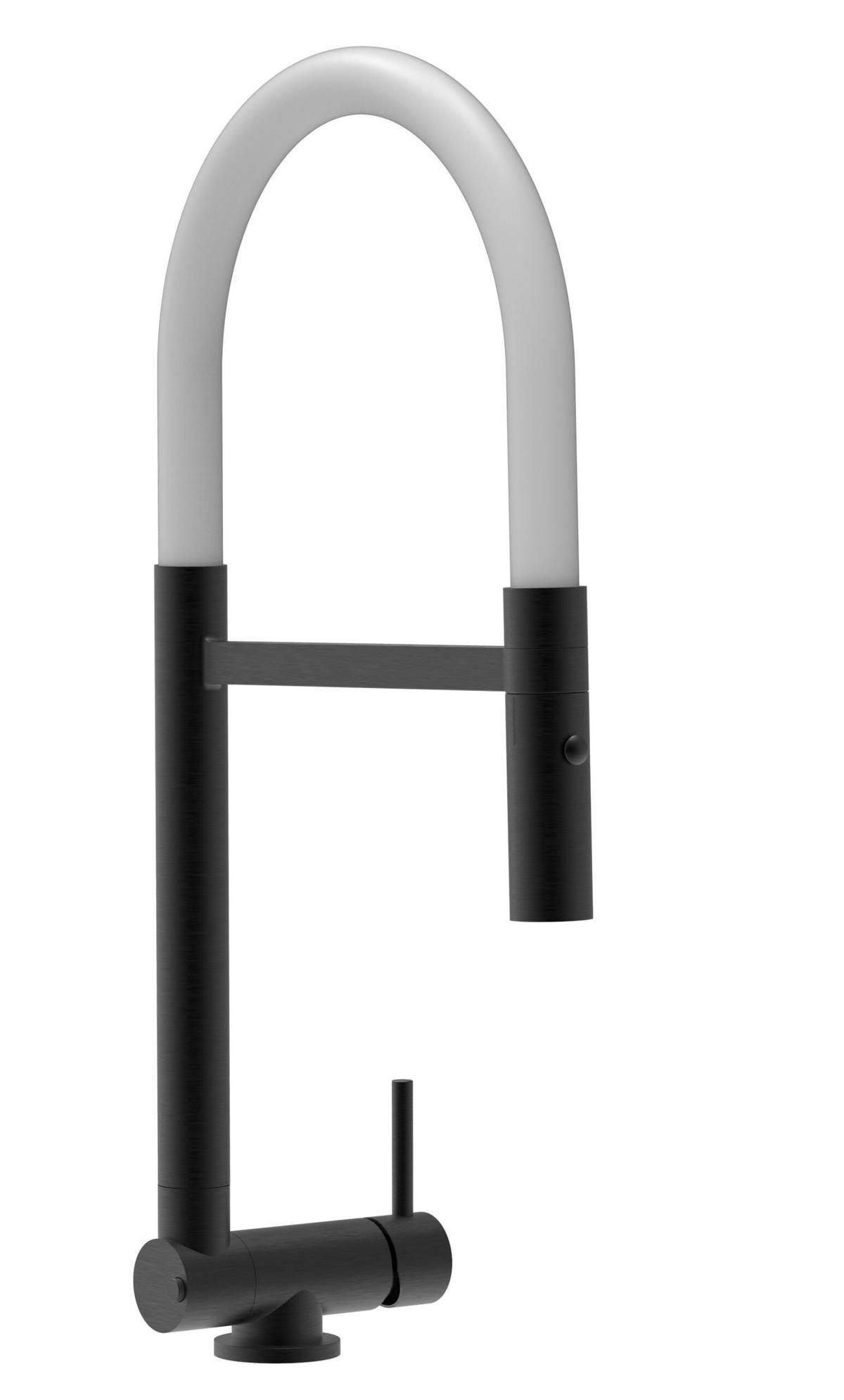 VORFENSTER-KÜCHENARMATUR, Umklappbar 4,5 CM, Schwarz Matt und Weiß, 2-Strahl-Brause - Weiß, Metall (21.3/44.4/21.3cm) - VIZIO