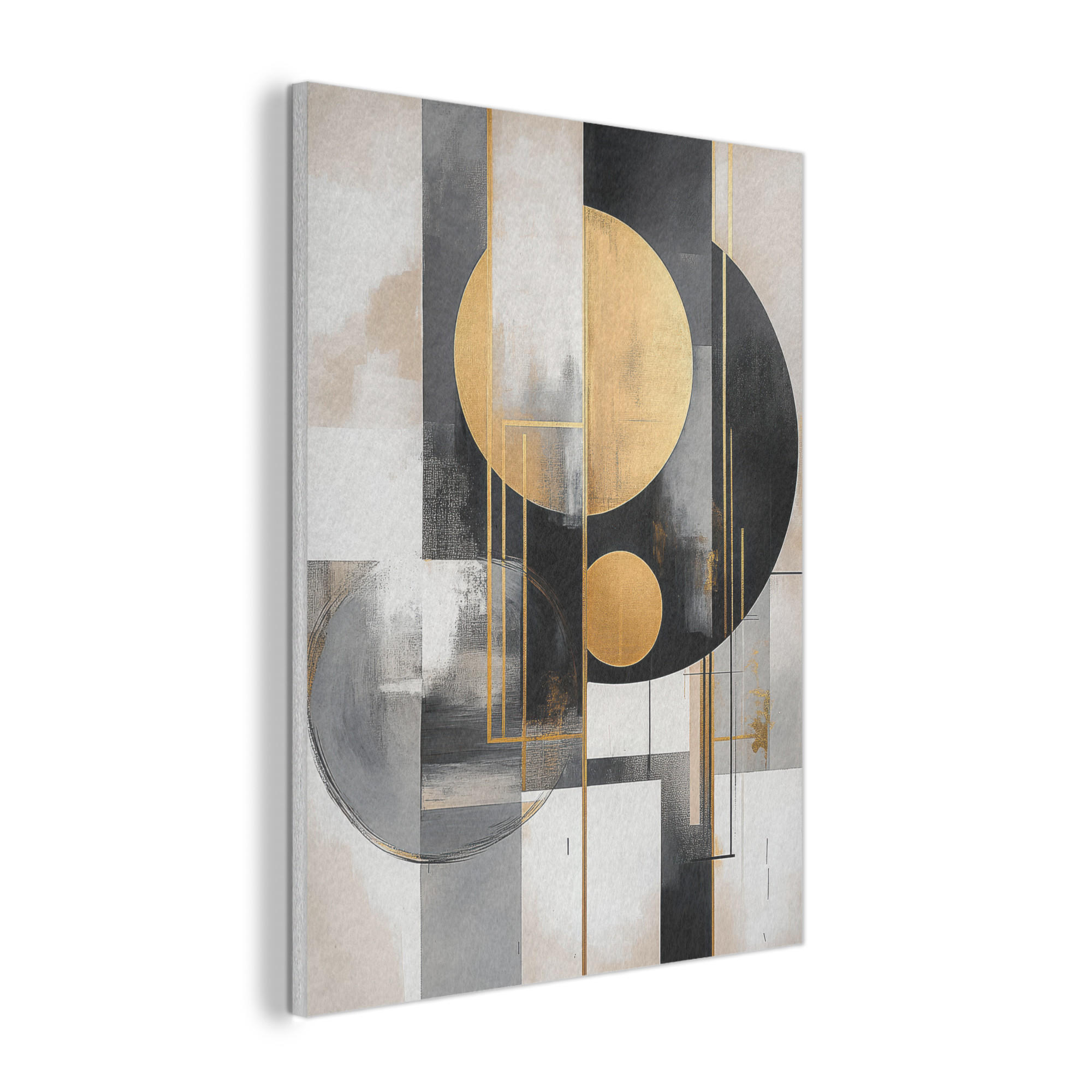 AKUSTIKPANEEL Abstrakt - Gold - Silber - Formen - Ästhetisch - Modern 60x80 cm - Goldfarben, Textil (60/0.9/80cm) - MuchoWow