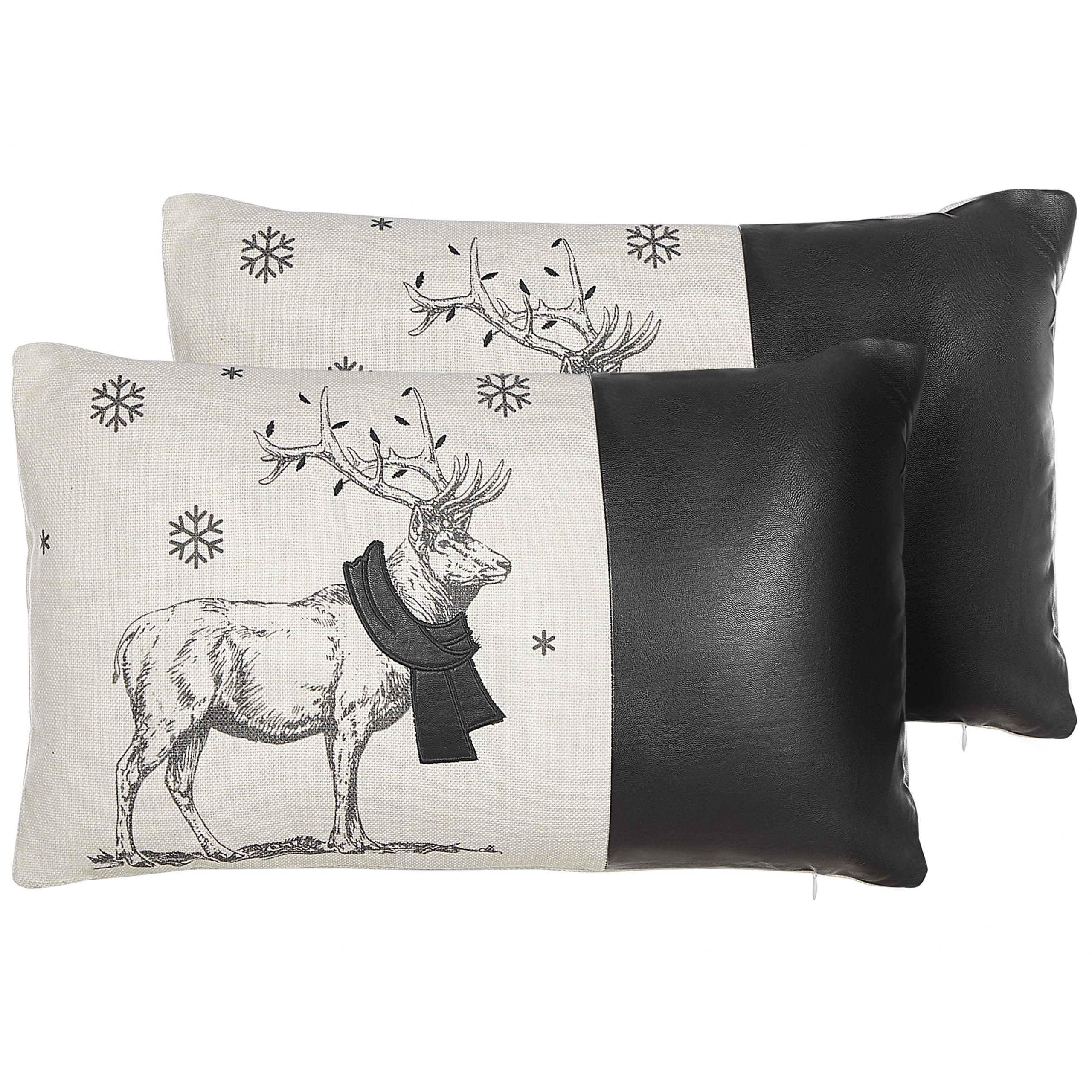 DEKOKISSEN 2er-Set Cremeweiß 30/50 cm Sven - Ecru, Textil (30/50cm) - Beliani