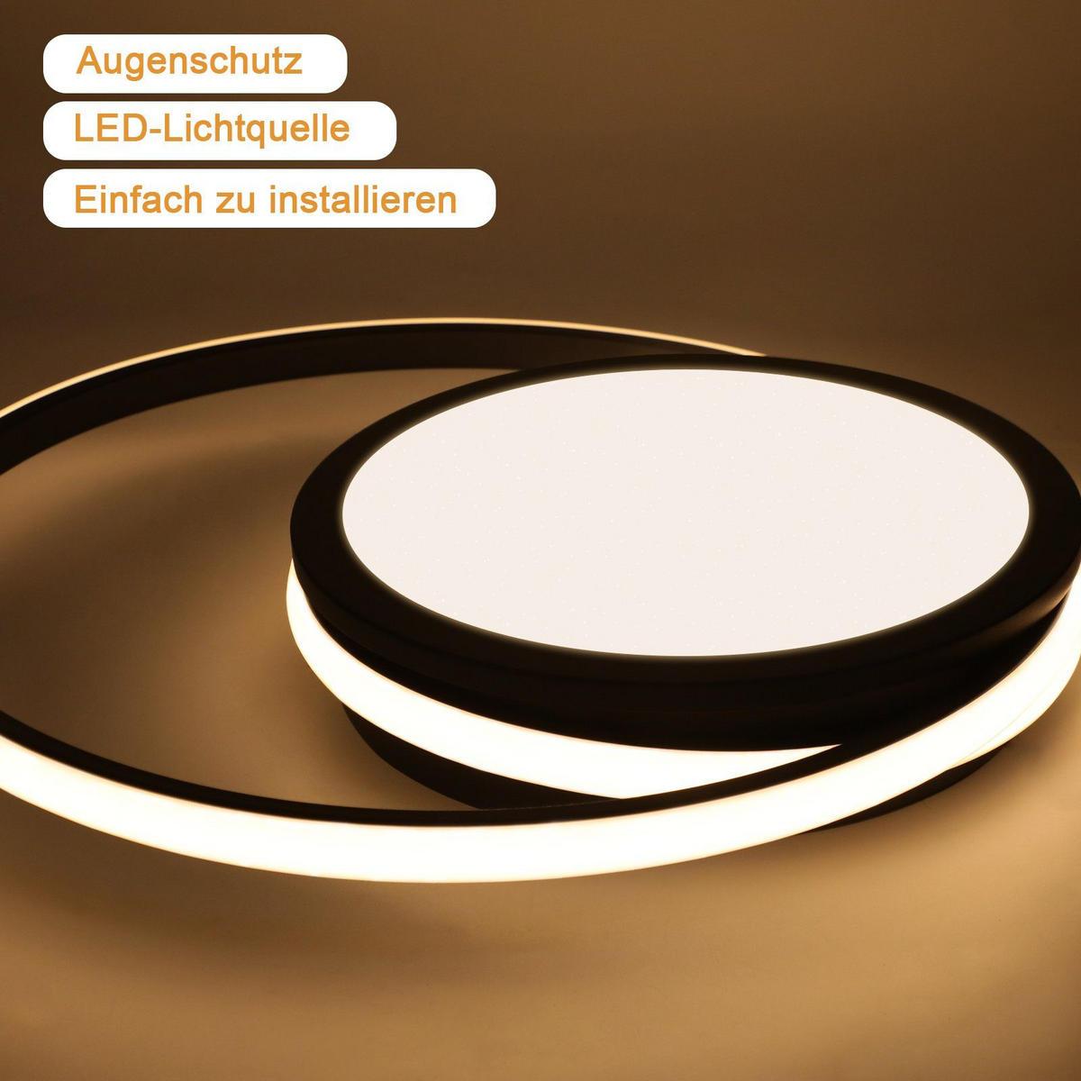 LED-DECKENLEUCHTE Bruno 47/47/7 cm - Schwarz, Metall (47/47/7cm) - Nettlife