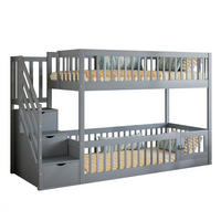 ETAGENBETT 90x200 cm in Grau mit Stauraumtreppe und Schubladen - Grau, Holz (90/200cm) - IVMEU