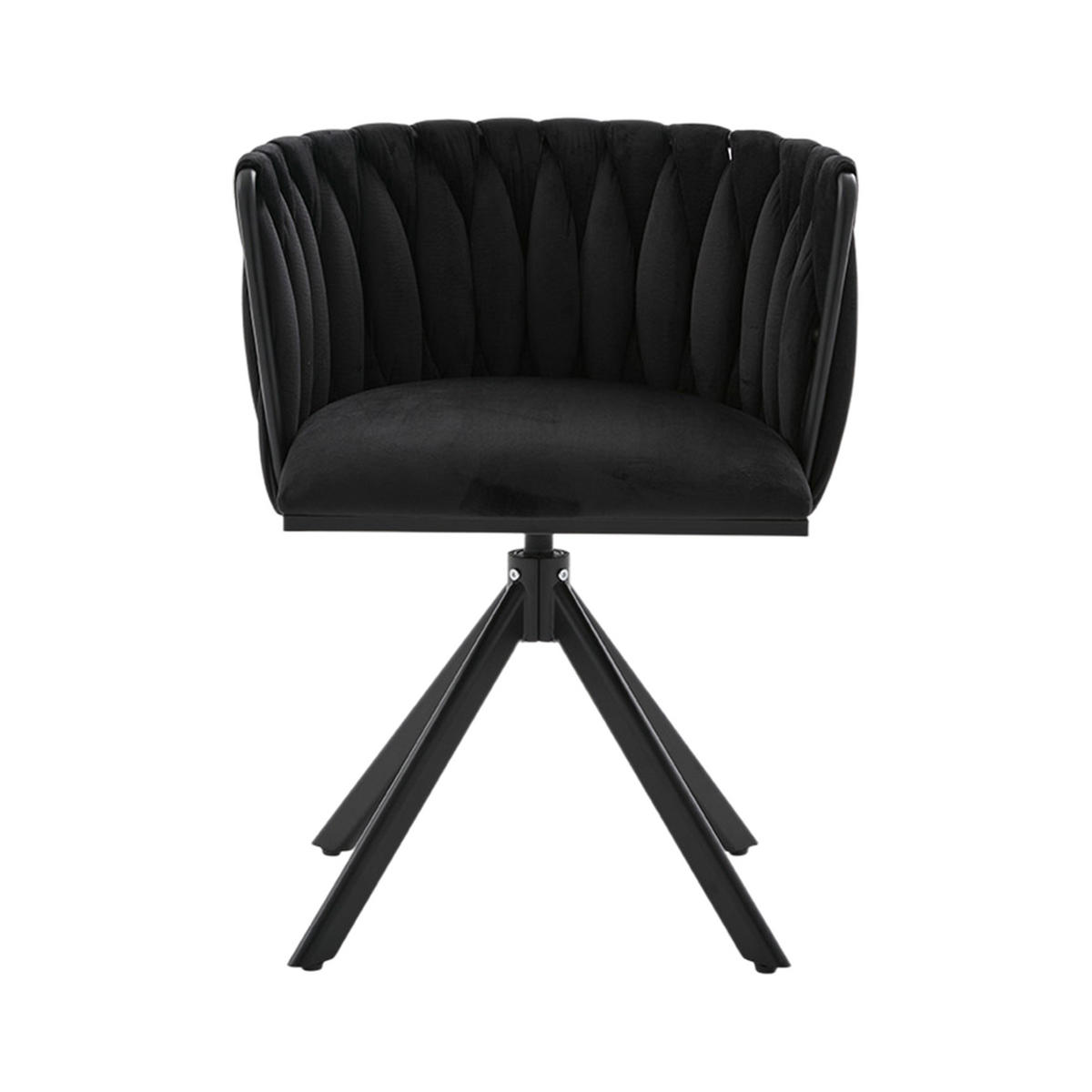 ARMLEHNSTUHL(SET à 2 Stück) - Metallgestell, ergonomisches Design und hochwertiger Velours - Schwarz - Schwarz, Textil/Metall (50/70/56cm) - KOMHTOM