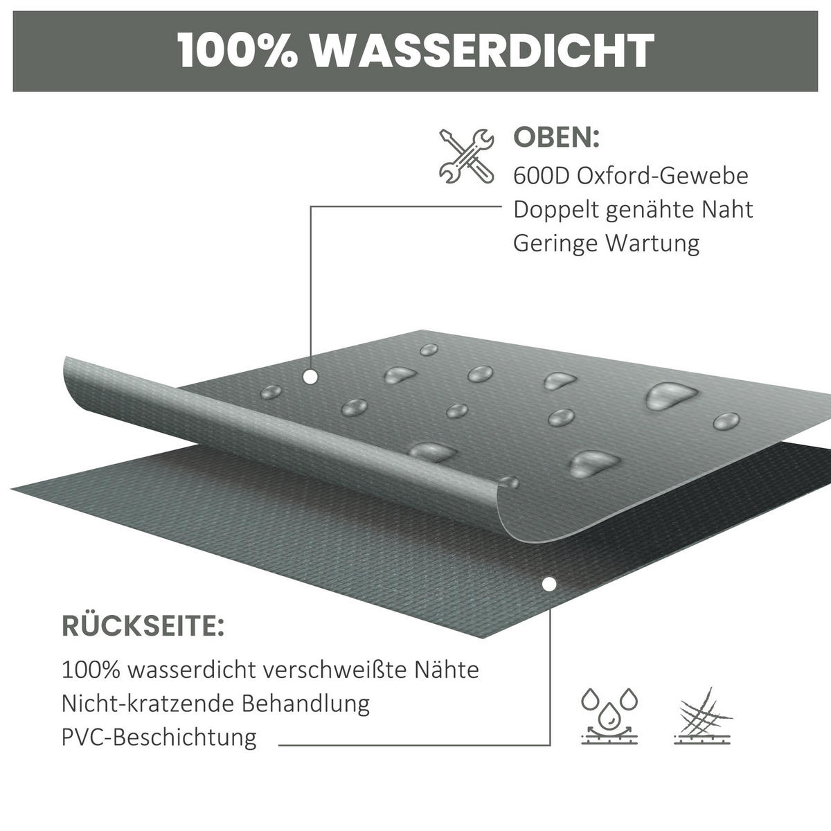 SCHUTZHÜLLE Dunkelgrau 275/205/90 cm - Dunkelgrau, Textil (205/90/275cm) - Outsunny