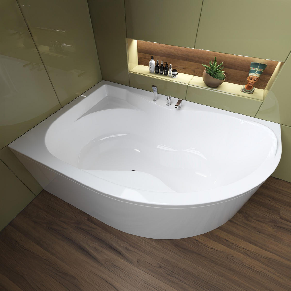 BADEWANNE Eckwanne DORA 170/110 Links mit Schürze Ablauf Füße - Weiß, Kunststoff (110/59.5/170cm) - bad land