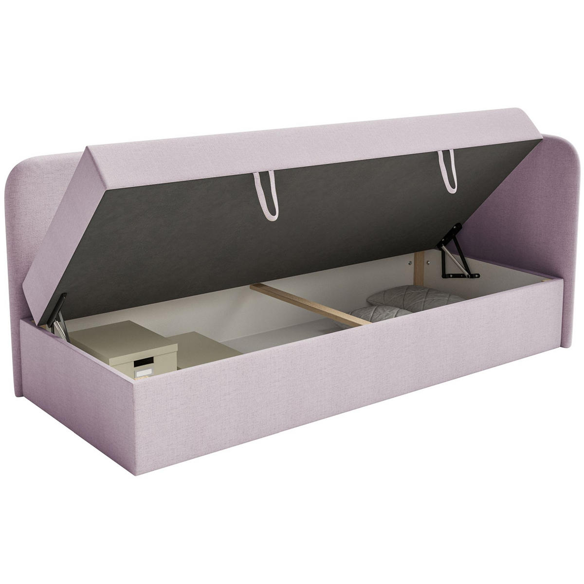 JUGENDBETT Calmmo Rosa mit Chenille-Bezug, Kopfteil rechts - Pink, Textil (90/200cm) - Selsey