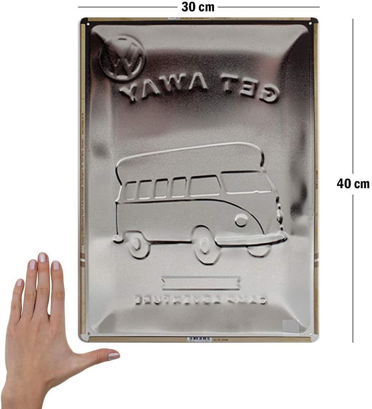 BLECHSCHILD 30/40 cm Volkswagen VW Bulli Let's Get Away! - Multicolor, Metall (30/40/0.2cm) - Nostalgic-Art