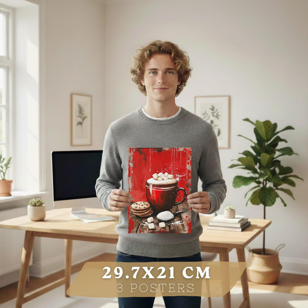 PLAKAT Sada 3 Čokoláda A4 Bílý rám - bílá, papír (29.7/1/21cm) - Nacnic