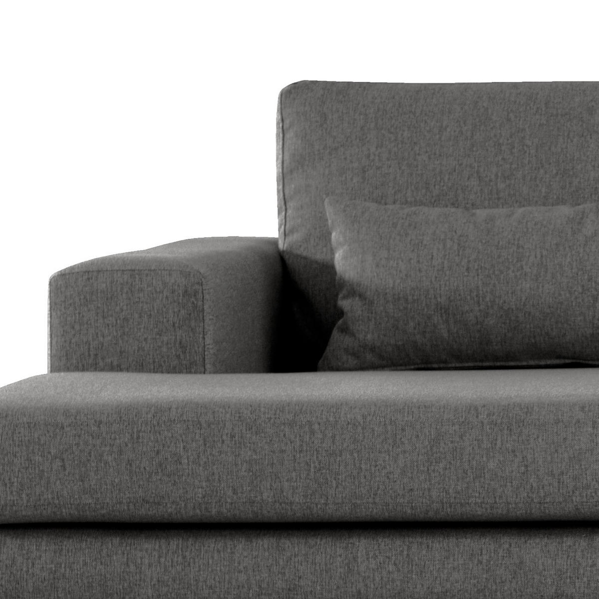 ECKSOFA mit Longchair - Eichefarben/Dunkelgrau, Eichenholz/Textil (281/153cm) - home24