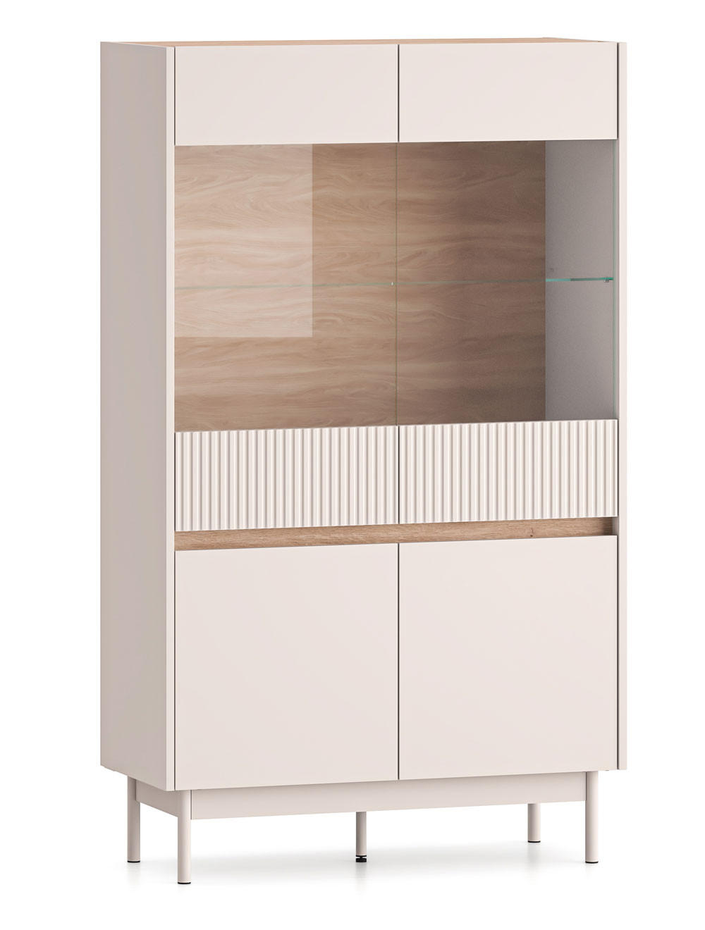 VITRINE Dunea 92 / 40 / 156cm Cashmere / Eiche Cremona Torro ohne Beleuchtung - Hellbraun/Multicolor, Holz/Holzwerkstoff (92/40/156cm) - Feldmann-Wohnen