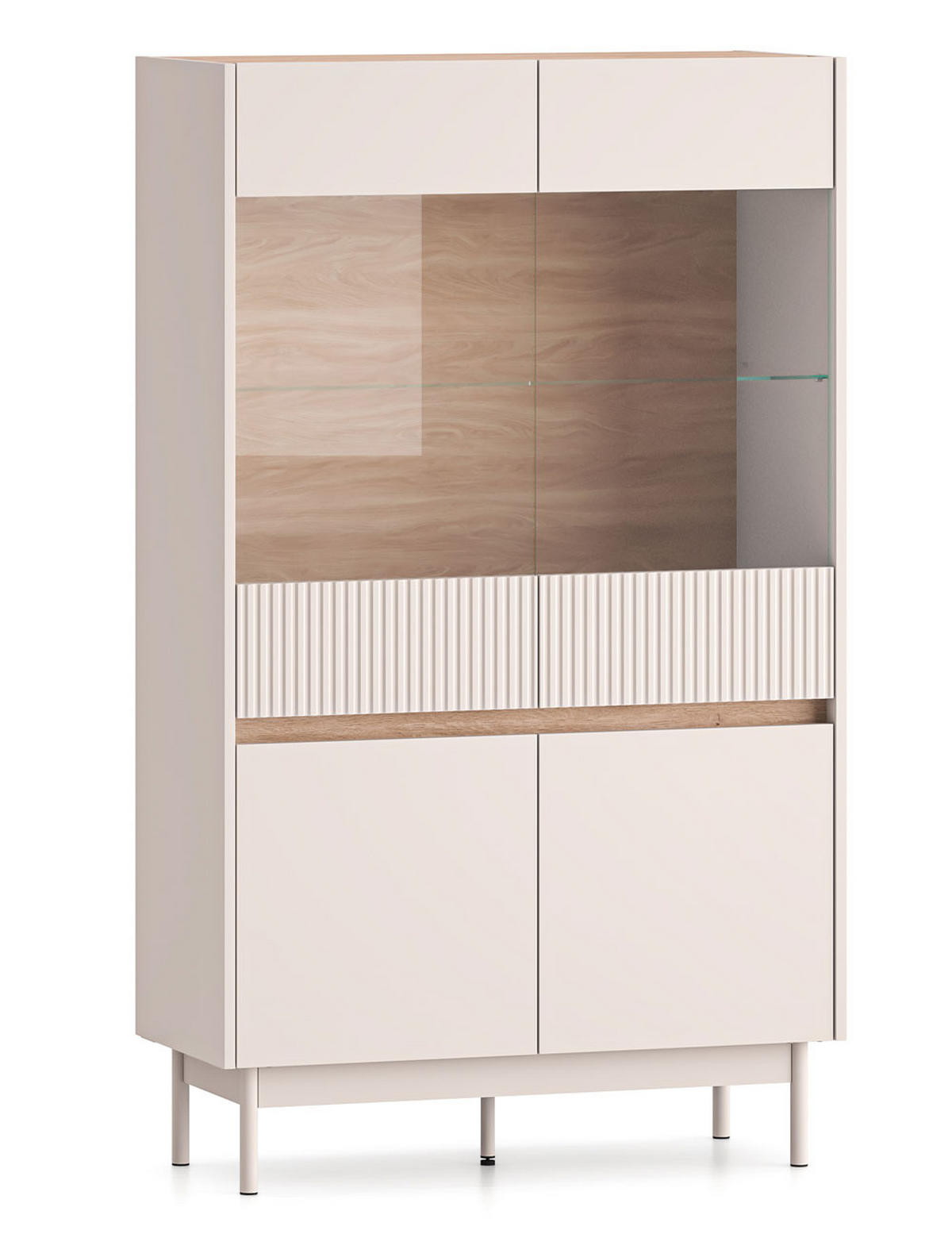VITRINE Dunea 92 / 40 / 156cm Cashmere / Eiche Cremona Torro ohne Beleuchtung - Hellbraun/Multicolor, Holz/Holzwerkstoff (92/40/156cm) - Feldmann-Wohnen