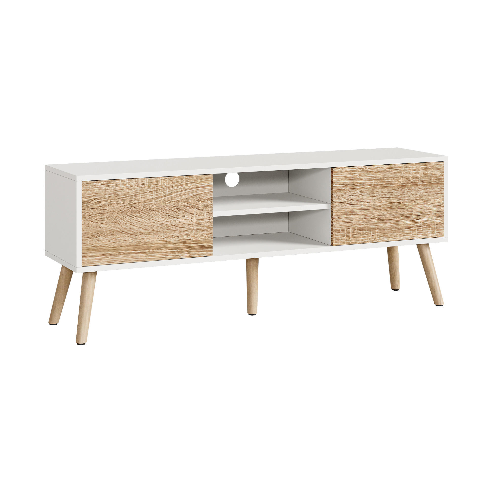LOWBOARD Eskilstuna - Eichefarben, Holz/Holzwerkstoff (120/46.5/29.5cm) - [en.casa]