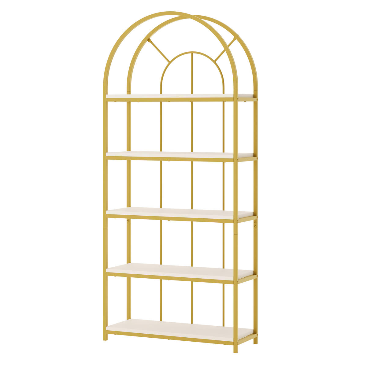REGAL 163cm 3-teilig Gold Metall MDF Bogen modern - Multicolor, Metall (163/184/30cm) - FLIEKS