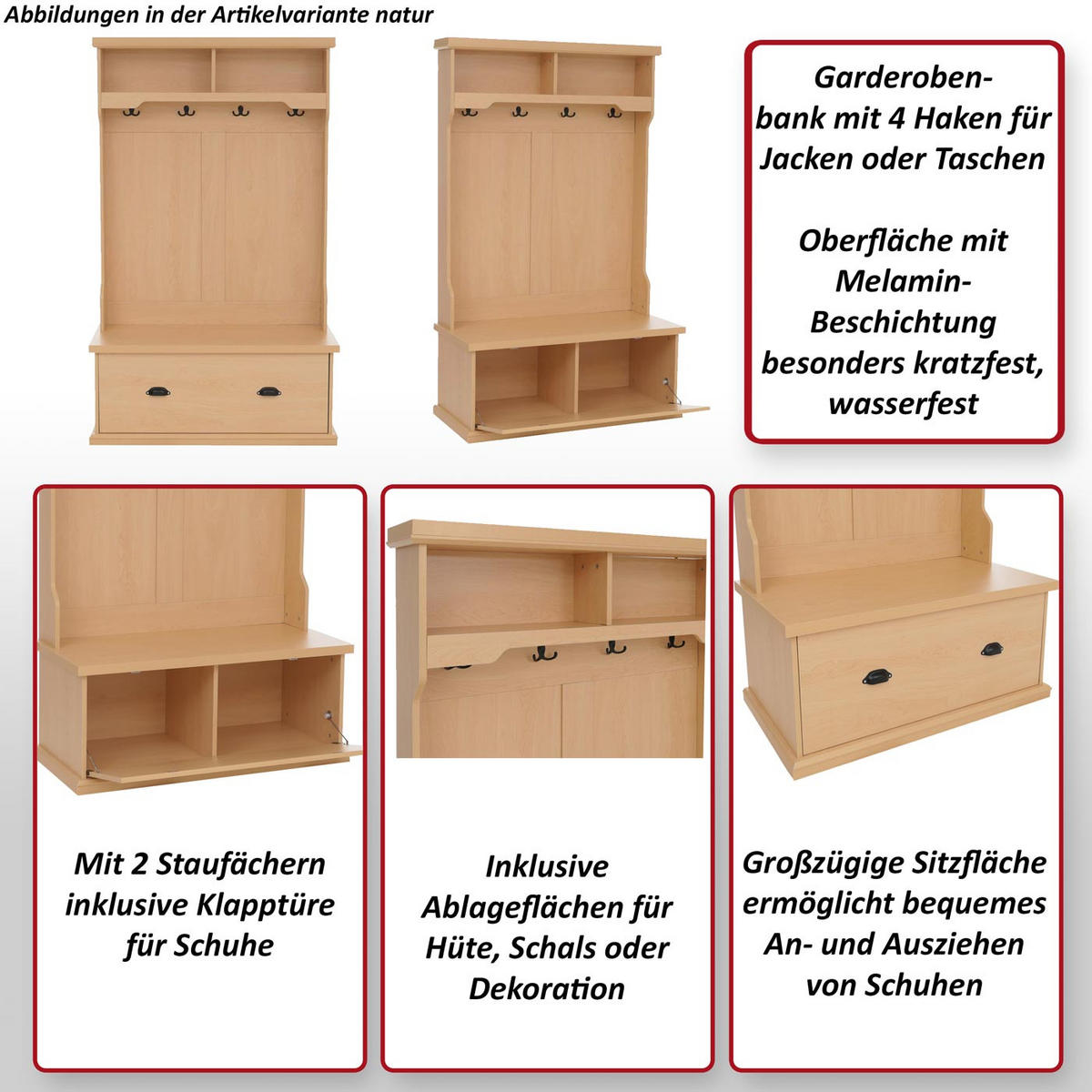 GARDEROBE Braun - Braun, Holz (100/163/47cm) - MCW