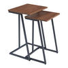 SATZTISCH-SET 2 TLG. Salem - Walnussfarben/Schwarz, Holzwerkstoff/Metall (40/30/56cm) - [en.casa]