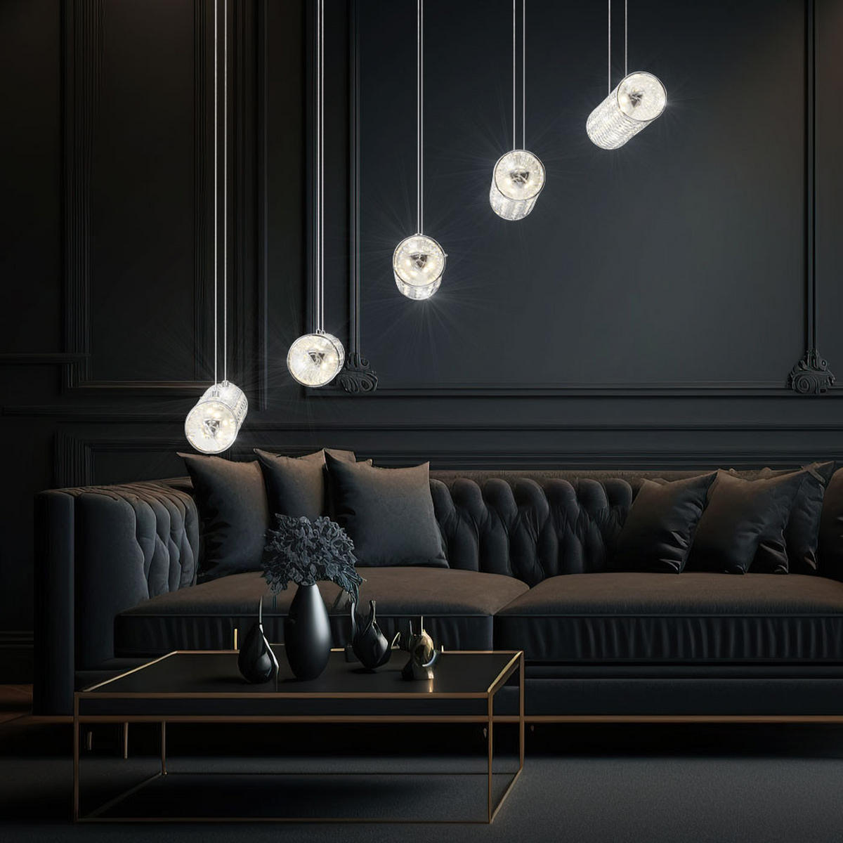 LED HÄNGELEUCHTE TINCA Kristall Optik Klar - Klar, Glas (80/25/140cm) - Globo Lighting