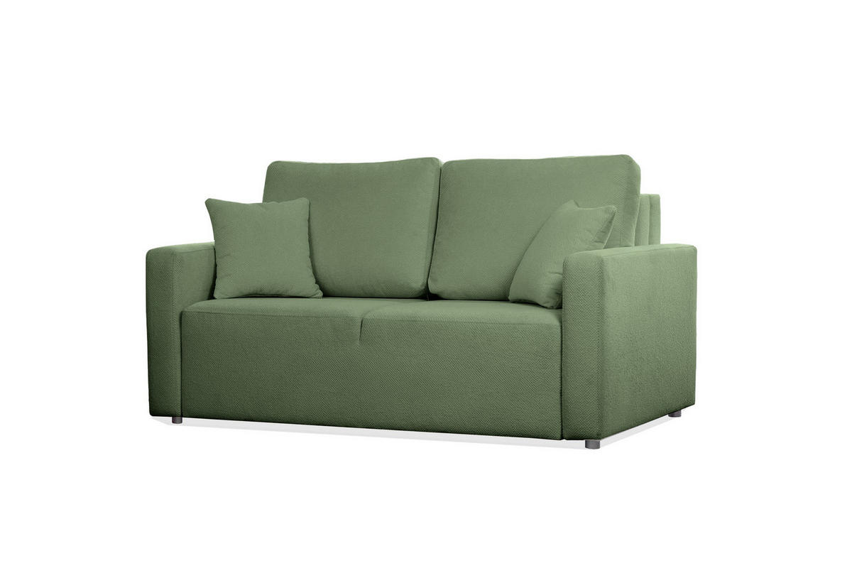 SOFA Mira Grün, Zweisitzer Sofa, mit Schlaffunktion - Grün, Holzwerkstoff/Textil (170/99/114cm) - Bettso