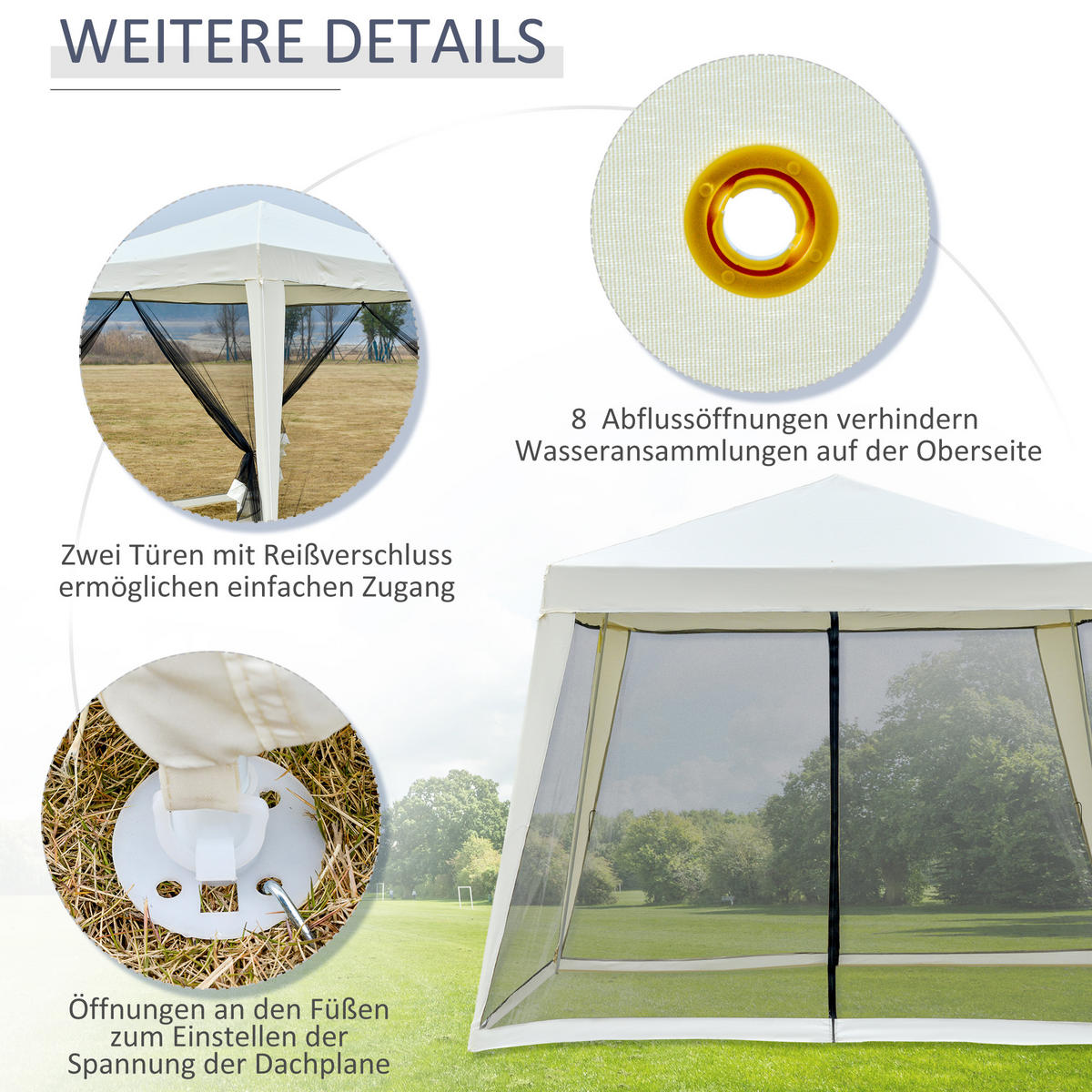 GARTENPAVILLON Metall+Polyester Crème - Creme, Kunststoff/Metall (300/245/300cm) - Outsunny