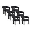 STUHL mit Armlehnen 6er-Set - Bouclé-Stoff & Kautschukholz - Schwarz - LIVELIA - Anthrazit, Textil (60/78/64cm) - Pascal Morabito
