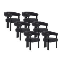 STUHL mit Armlehnen 6er-Set - Bouclé-Stoff & Kautschukholz - Schwarz - LIVELIA - Anthrazit, Textil (60/78/64cm) - Pascal Morabito