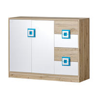 SIDEBOARD Nico 120 / 40 / 93cm Eiche hell / Weiß-Türkis - Hellbraun/Weiß, Holz/Holzwerkstoff (120/93/40cm) - Feldmann-Wohnen