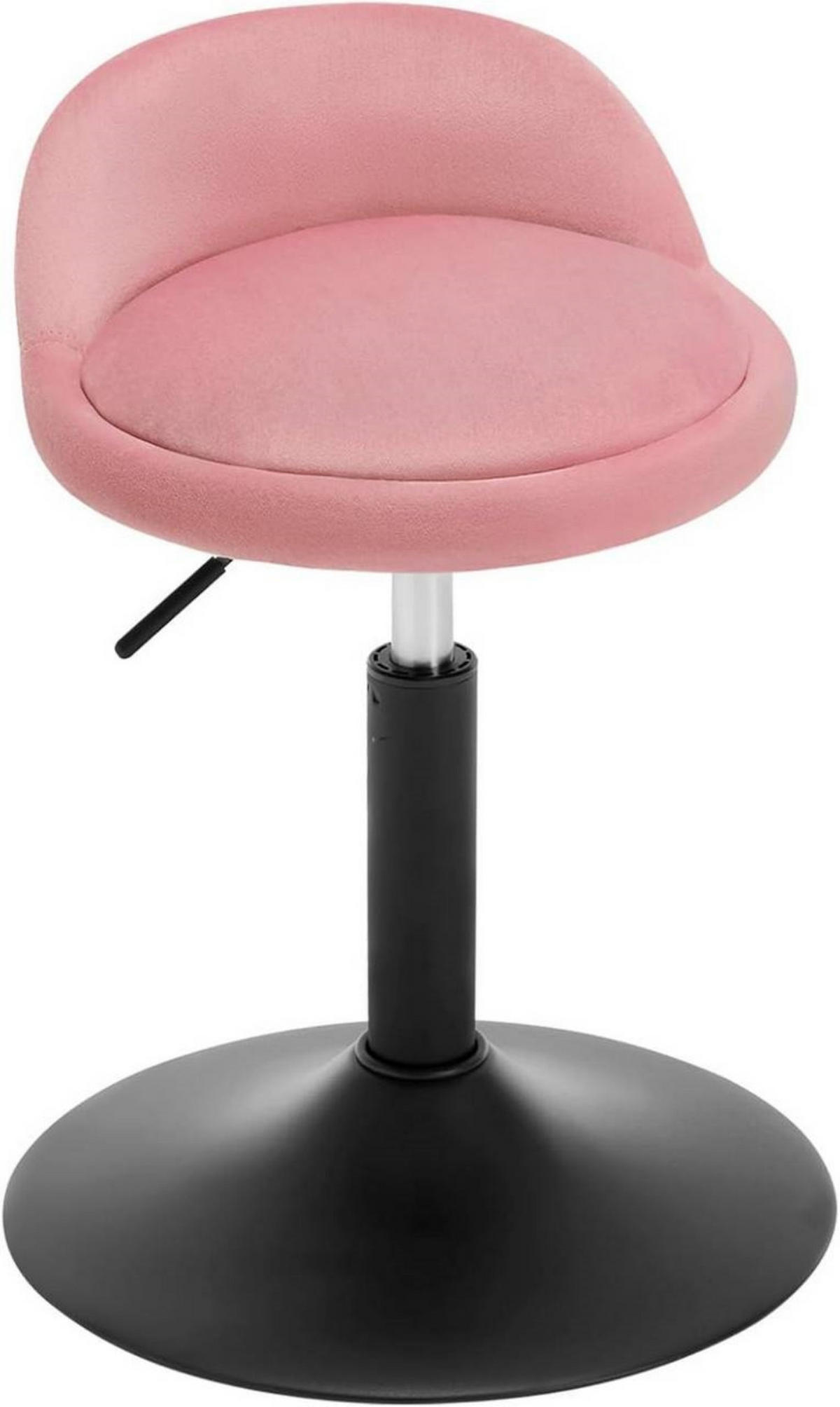 BARHOCKER Drehhocker, Samt, Rosa+Schwarz - Schwarz/Rosa, Textil/Metall (38.5/49.5/43cm) - Woltu