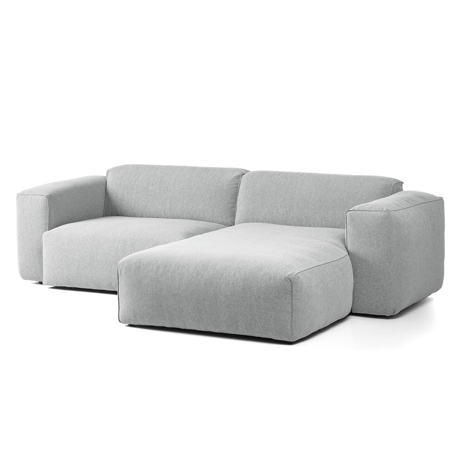 1,5-SITZER ECKSOFA mit Longchair - Hellgrau/Schwarz, Kunststoff/Textil (260/173cm) - home24