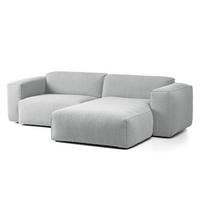 1,5-SITZER ECKSOFA mit Longchair - Hellgrau/Schwarz, Kunststoff/Textil (260/173cm) - home24