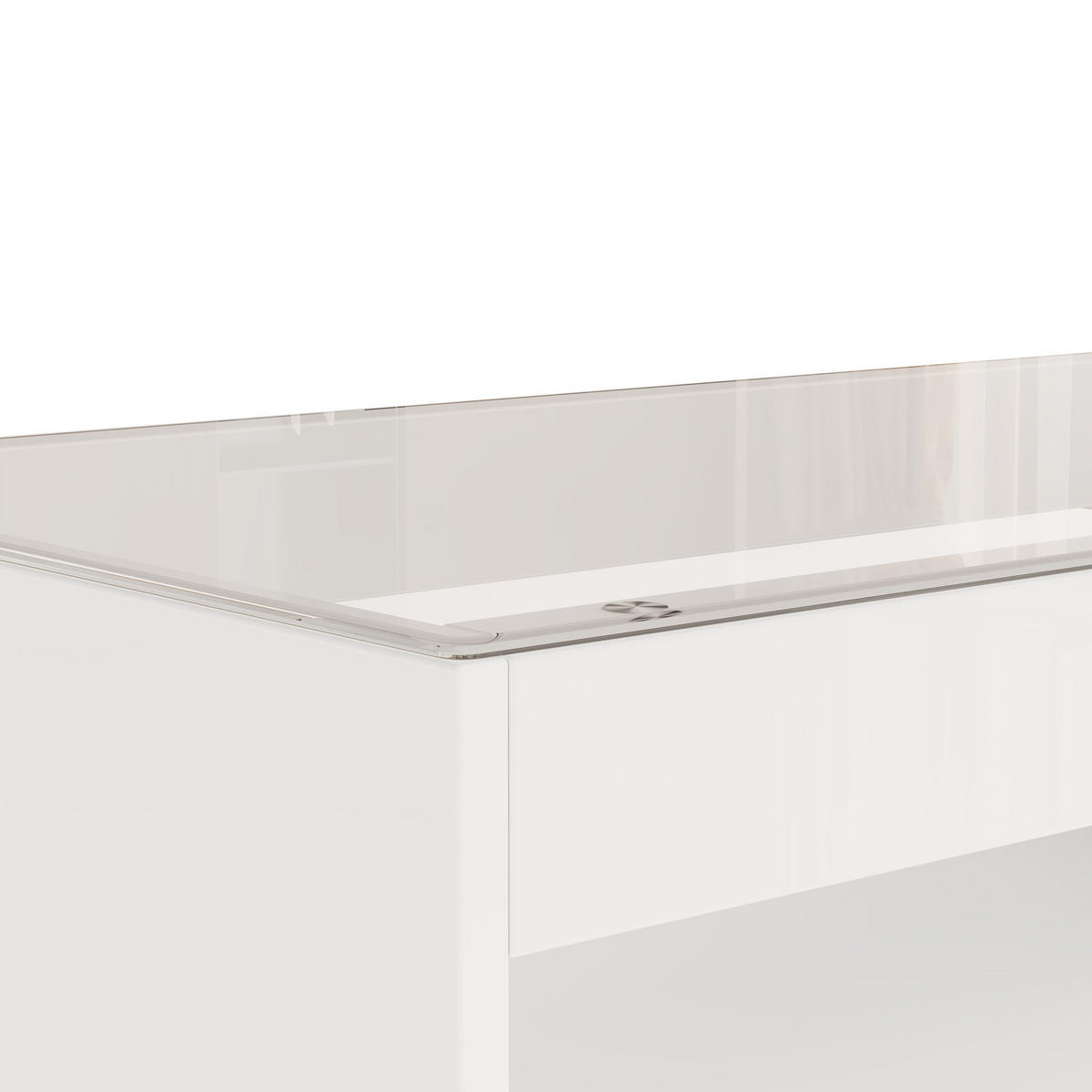 KONFERENČNÍ stolek, 100/50/40 cm bílý, s LED osvětlením a 2 zásuvkami - bílá, kompozitní dřevo (100/50/40cm) - BEAOK