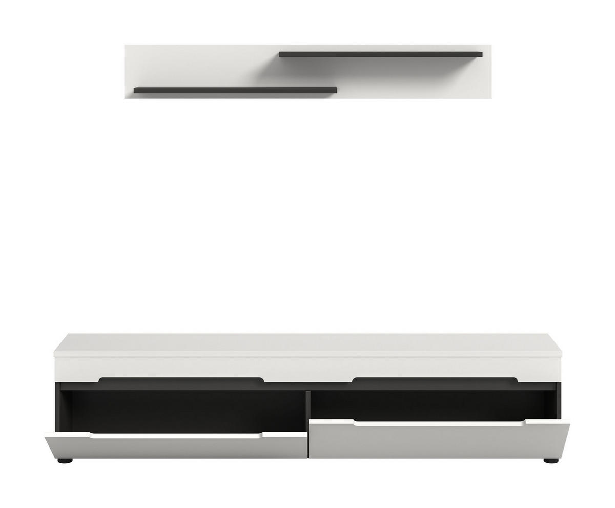 LOWBOARD inkl. Wandboard CANU (B/H/T: ca. 170/38/33 cm) in Basalt grau/weiß - Grau, Holzwerkstoff (170/38/33cm)