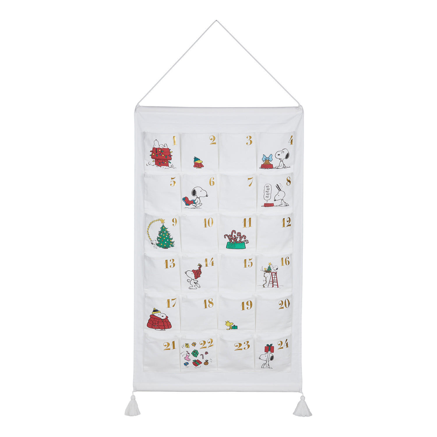 ADVENTSKALENDER Santa Is Coming Peanuts - Multicolor, Holz/Textil (71/123/0.2cm) - Butlers