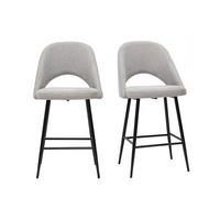 BARHOCKER Stoff Grau Samteffekt H65 cm 2er-Set COSETTE - Grau, Textil (54/99/51.5cm) - Miliboo