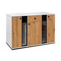 SIDEBOARD Formilo Weiß, Artisan Eiche 140,4/80/40,2 cm – Kommode mit Rillen - Hellbraun/Weiß, Holzwerkstoff/Kunststoff (140/80/40cm) - AX Living