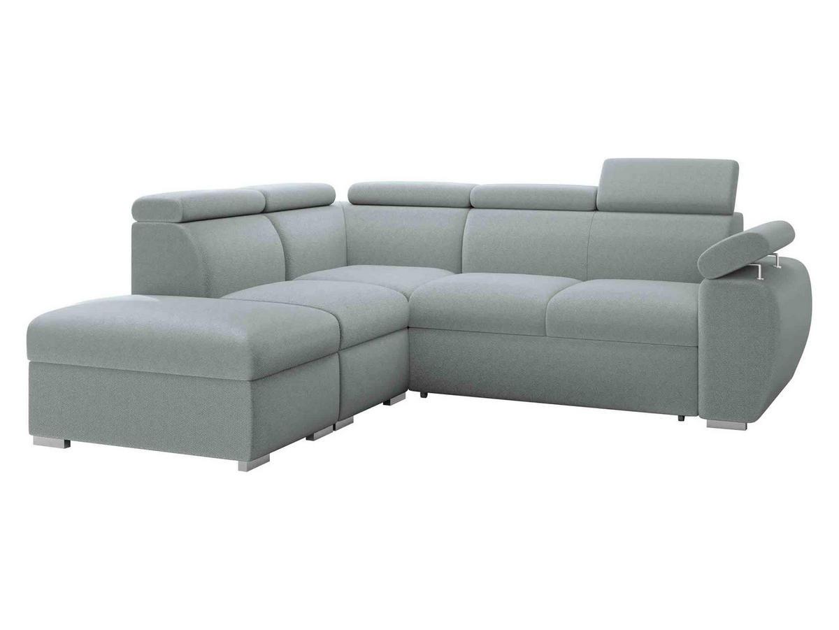 ECKSOFA Boston 2RR1P, Seite: Links PUFAP+R+1P(65)+2R - Silberfarben/Hellgrau, Holz/Textil (260/230cm) - MIRJAN24