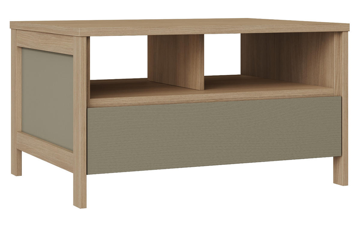 COUCHTISCH Salbei, Eiche, Beistelltisch skandinavisch 80 x 60 cm, Soft-Close - Eichefarben/Salbeigrün, Holzwerkstoff/Metall (46/60/80cm) - Furn.Design