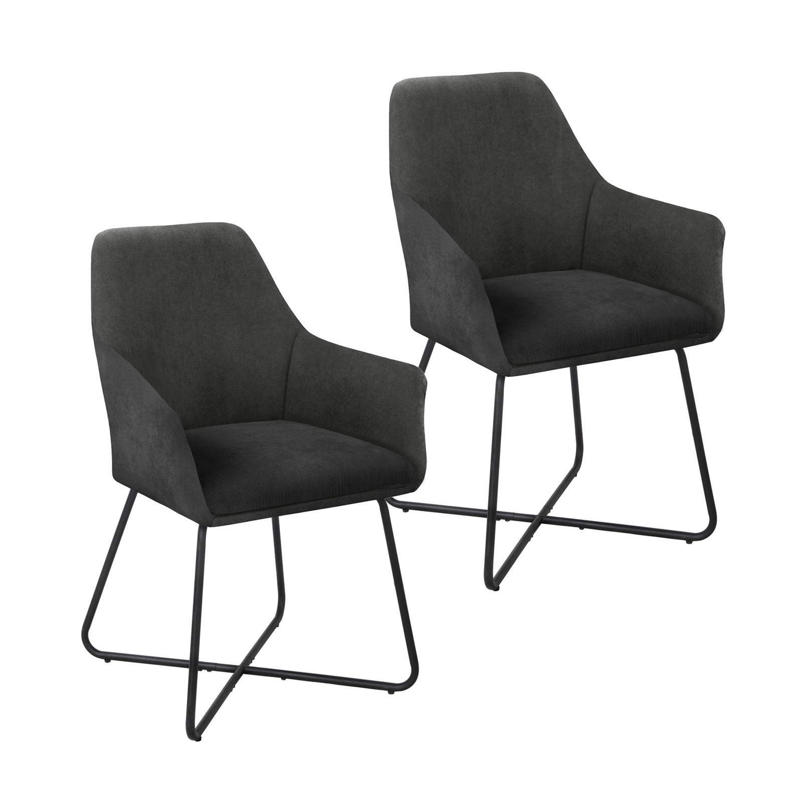 ESSZIMMERSTUHL JOSIE Dining 2er Set Stoffbezug Dunkelgrau - Anthrazit/Schwarz, Textil (59/88/58cm) - SVITA