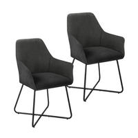 ESSZIMMERSTUHL JOSIE Dining 2er Set Stoffbezug Dunkelgrau - Anthrazit/Schwarz, Textil (59/88/58cm) - SVITA