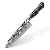 KOCHMESSER Damaststahl 20 cm gehämmerte Klinge Pakkaholzgriff - Schwarz, Metall (34cm)