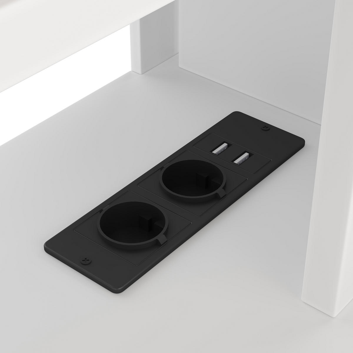 HOCHBETT aus Kiefernholz 90x200 cm in Weiß mit Schreibtisch & LED - Weiß, Holz (90/200cm) - Modfu