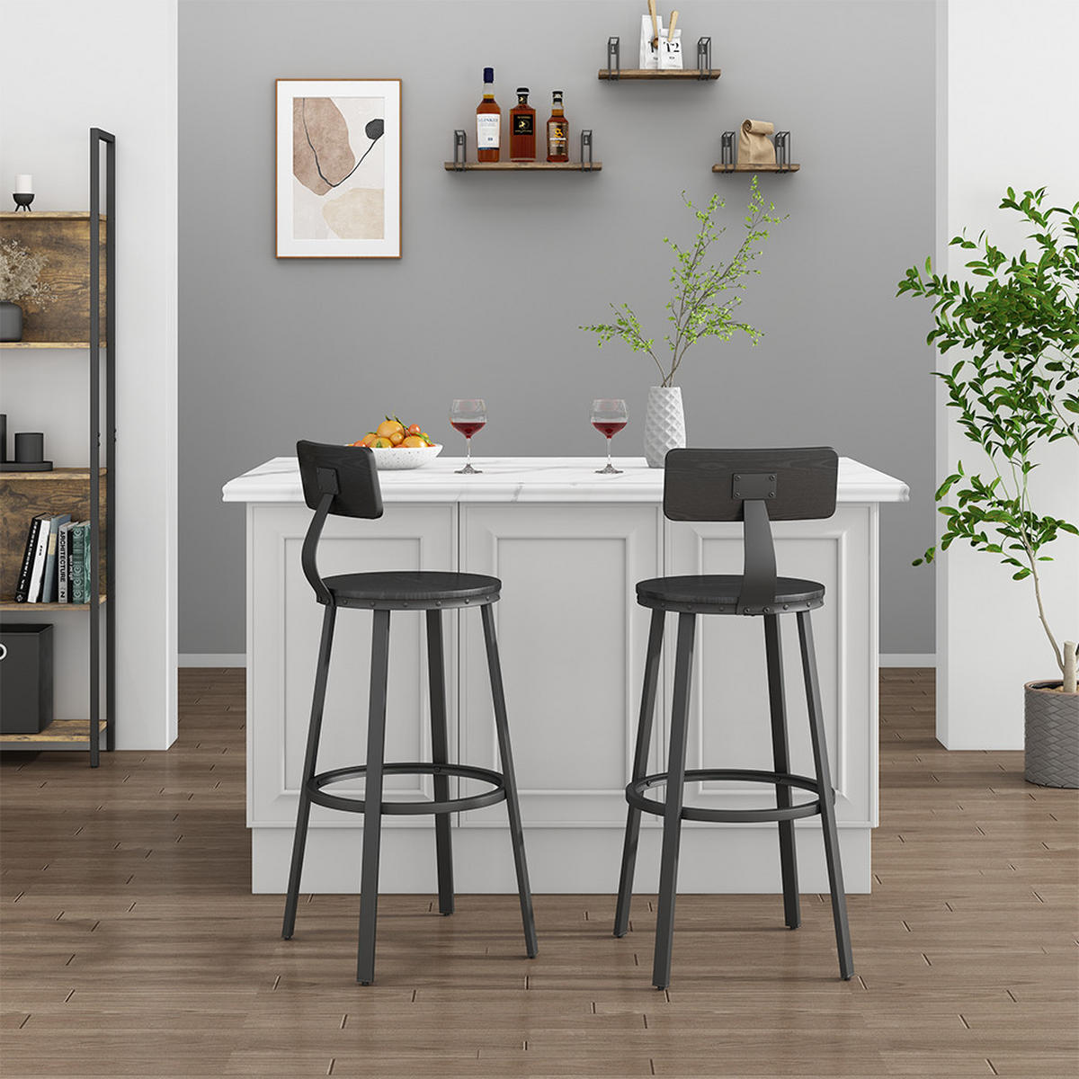 BARHOCKER Caracas Schwarz 34 x 102 cm 2er Set - Schwarz, Holzwerkstoff (34/102/55cm) - Vicco