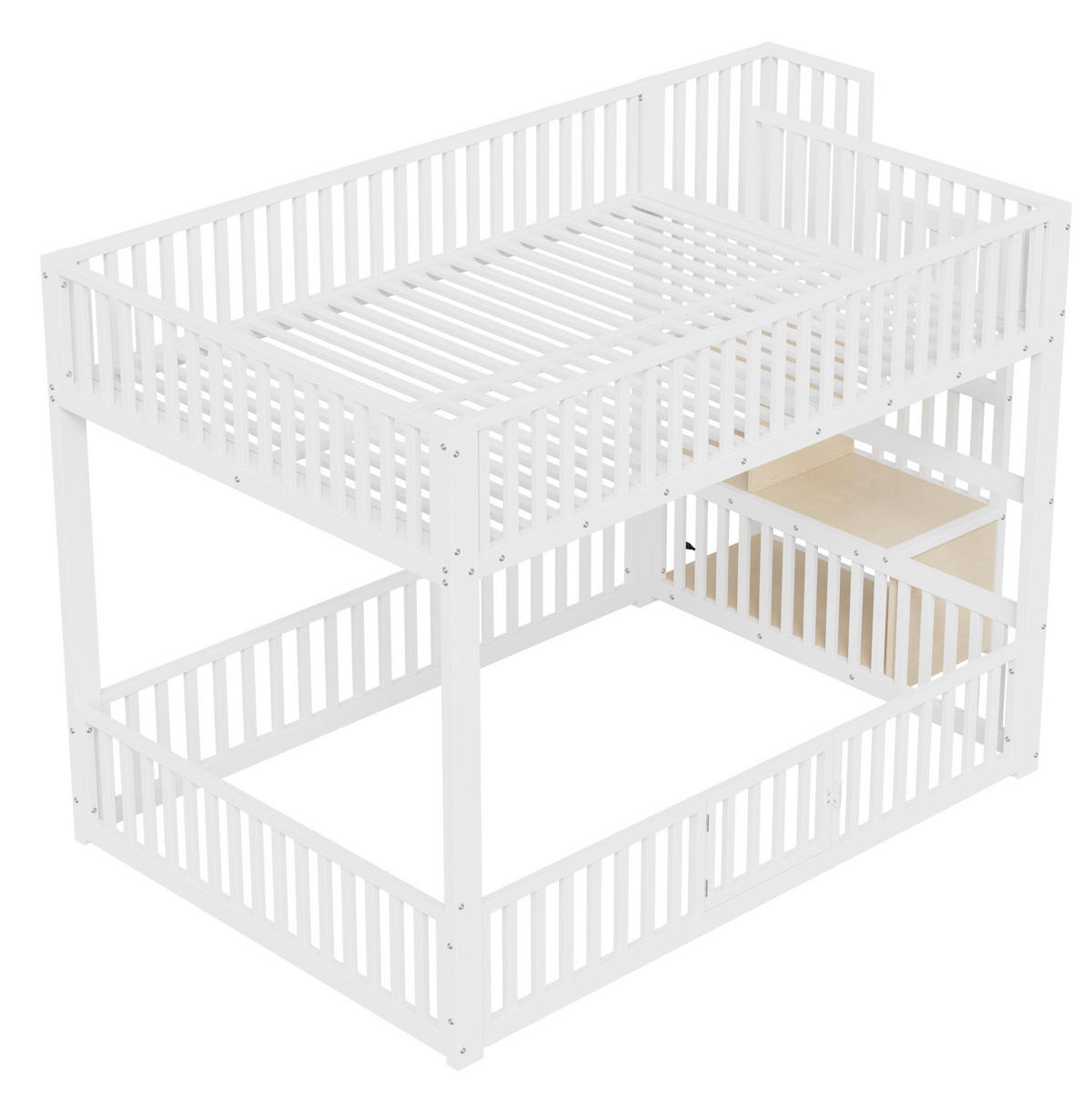 ETAGENBETT 140/200 cm mit LED-Beleuchtung, Stauraumleiter und Schutzgitter, Weiß - Weiß, Holzwerkstoff (140/200cm) - Redom