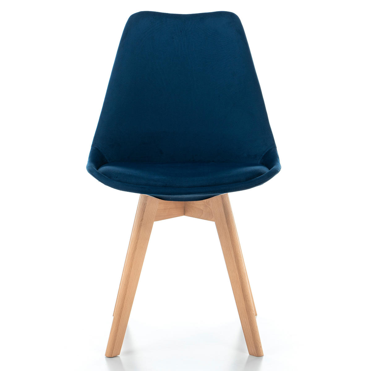 STUHL Dublin modern marineblau, Holzbeinen - Veloursstoff und Polsterschaum - Dunkelblau/Naturfarben, Holz/Textil (50/83/54cm) - NEW HOME
