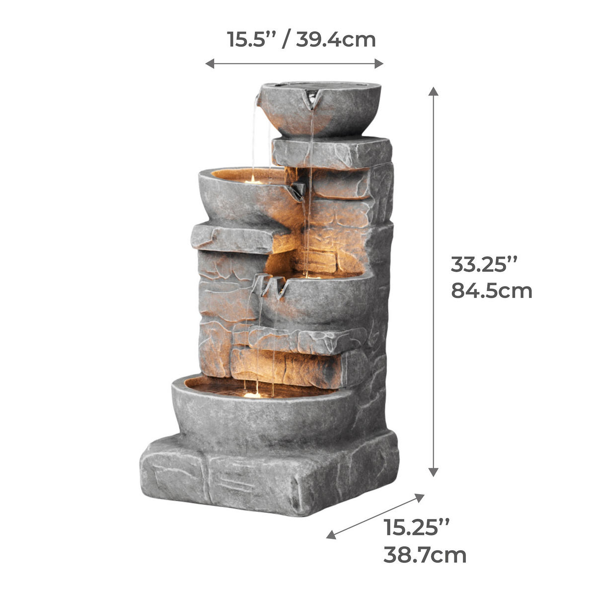 GARTENBRUNNEN 84.5cm - Grau, Kunststoff (39.4/38.7/84.5cm) - Teamson Home