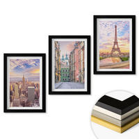 WANDBILDER 3er-Set - 20x30 cm Schwarzer Rahmen - Städte New York Paris Dämmerung - Schwarz, Kunststoff (20/30cm) - ArtPrintCave